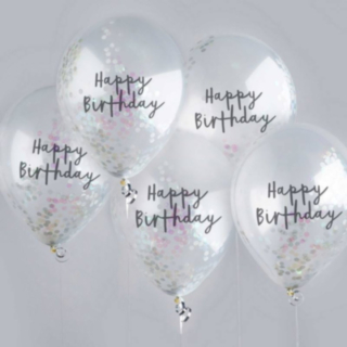 Happy Birthday Konfetti Ballonger Skimrande