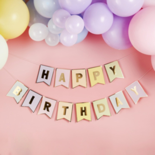 Happy Birthday Flaggirlang Pastell