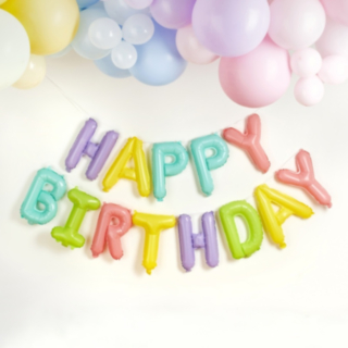 Happy Birthday Folieballonger Girlang Pastell