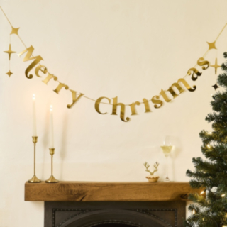 Merry Christmas Girlang Guld