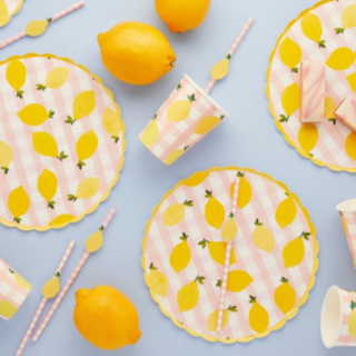 Citron Gingham Papptallrikar