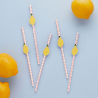 Citron Gingham Sugrör