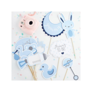 Babyshower Selfie Rekvisita Blå