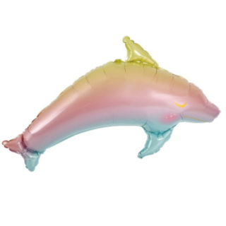 Delfin Folieballong Pastell Regnbåge