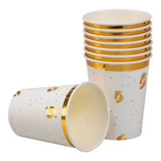 Pappersmugg Babyfötter Vit/Guld