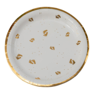 Papptallrikar Babyfötter Vit/Guld