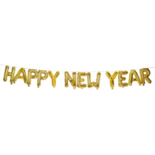 Happy New Year Folieballonger Guld