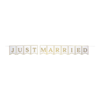 Just Married Flaggirlang Vit/Guld