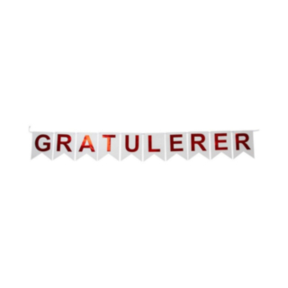 Norsk Gratulerer Banderoll Röd