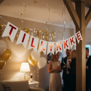 Dansk Tillykke Banderoll Röd