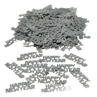 Happy New Year Konfetti Silver