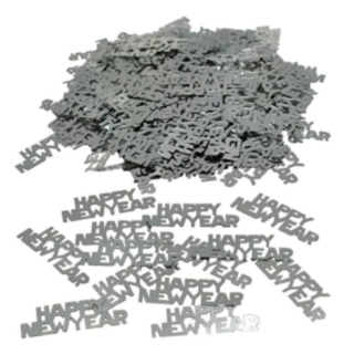 Happy New Year Konfetti Silver