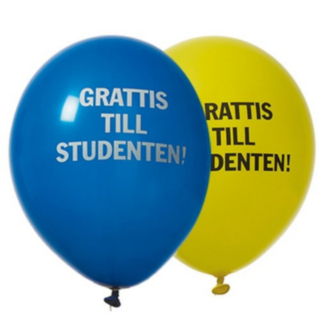 Grattis Till Studenten! Latexballonger Gul/Blå