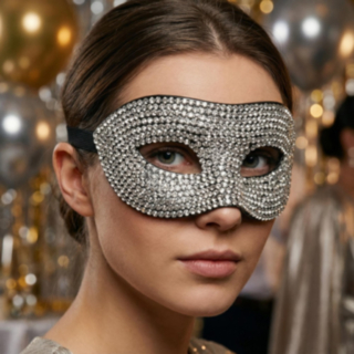 Strass Maskeradmask Silver