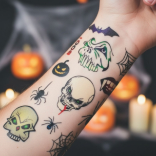 Skrämmande Halloween Falska Tatueringar