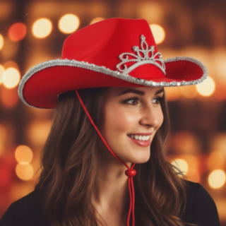 Tiara Cowboyhatt Röd