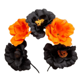 Halloween Blommigt Hårband Svart/Orange
