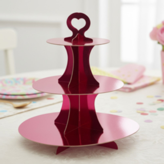 3-vånings Uppläggningsfat Rosa