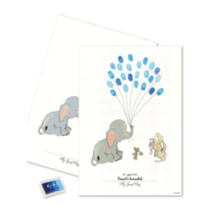 Affisch Fingeravtryck Elefant Blå