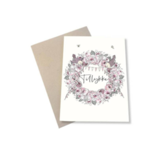 Tillykke Blomsterkrans Kort