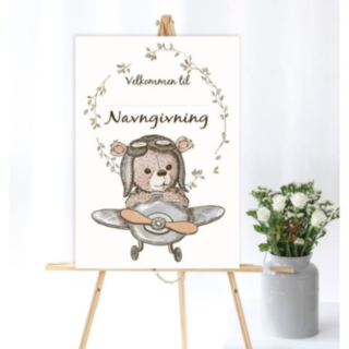 Navngivning Velkomstplakat Ljusblå