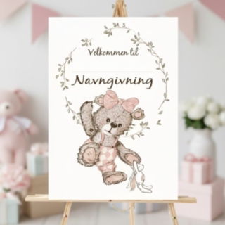 Navngivning Velkomstplakat Ljusrosa