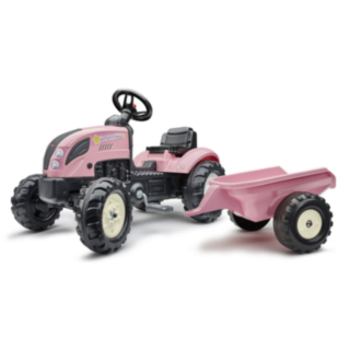FALK® Trampbil Traktor Med Släp Ljusrosa