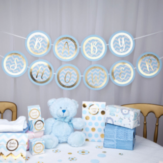 Babyshower Girlang Ljusblå