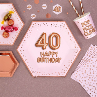 Glitter & Glamour 40 År Papptallrikar Ljusrosa