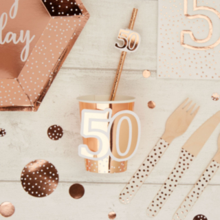 50 År Pappersmuggar Roséguld