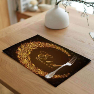 Eid Mubarak Bordstablett Svart/Guld