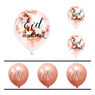 Eid Mubarak Konfettiballonger Roséuld