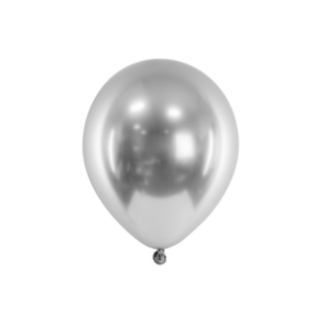 Metallic Mellanstora Latexballonger Silver