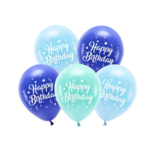 Happy Birthday Ballonger Blå