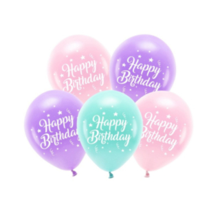 Happy Birthday Ballonger Rosa/Lila