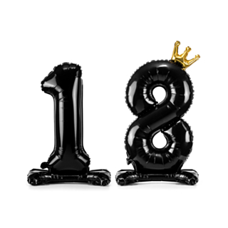 18 År Stående Sifferballong Svart
