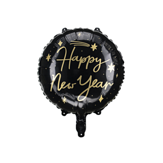 Happy New Year Folieballong Svart