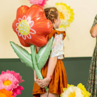 Blomma Folieballon Röd/Grön