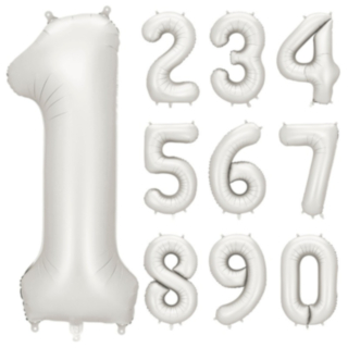 Stor Sifferballong Satin Silver