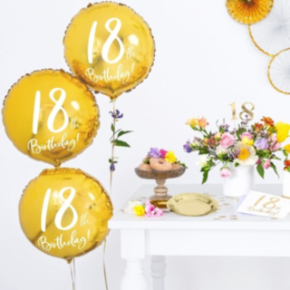 Rund 18th Birthday Folieballong Guld