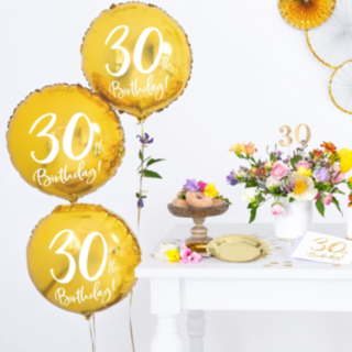 Rund 30th Birthday Folieballong Guld