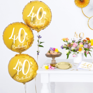 Rund 40th Birthday Folieballong Guld