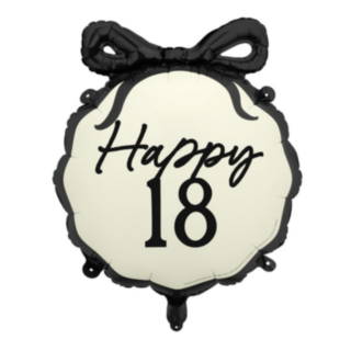 Happy 18 Folieballong Svart/Vit
