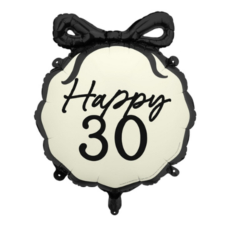 Happy 30 Folieballong Svart/Vit