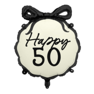 Happy 50 Folieballong Svart/Vit