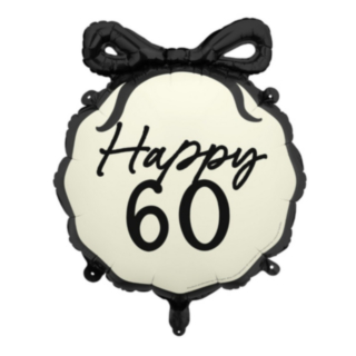 Happy 60 Folieballong Svart/Vit