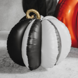 Stående Pumpa Folieballong Svart/Gräddvit