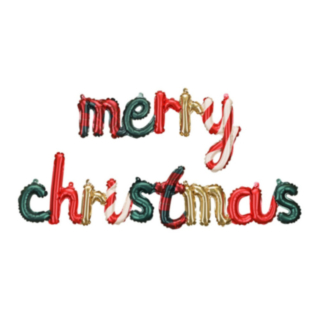 Merry Christmas Folieballong Röd/Grön/Guld