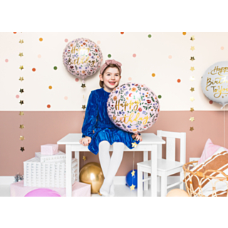 Rund Happy Birthday Blommig Folieballong