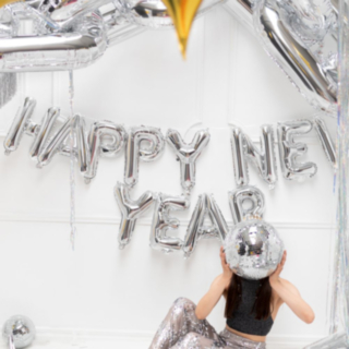 Happy New Year Folieballonger Silver